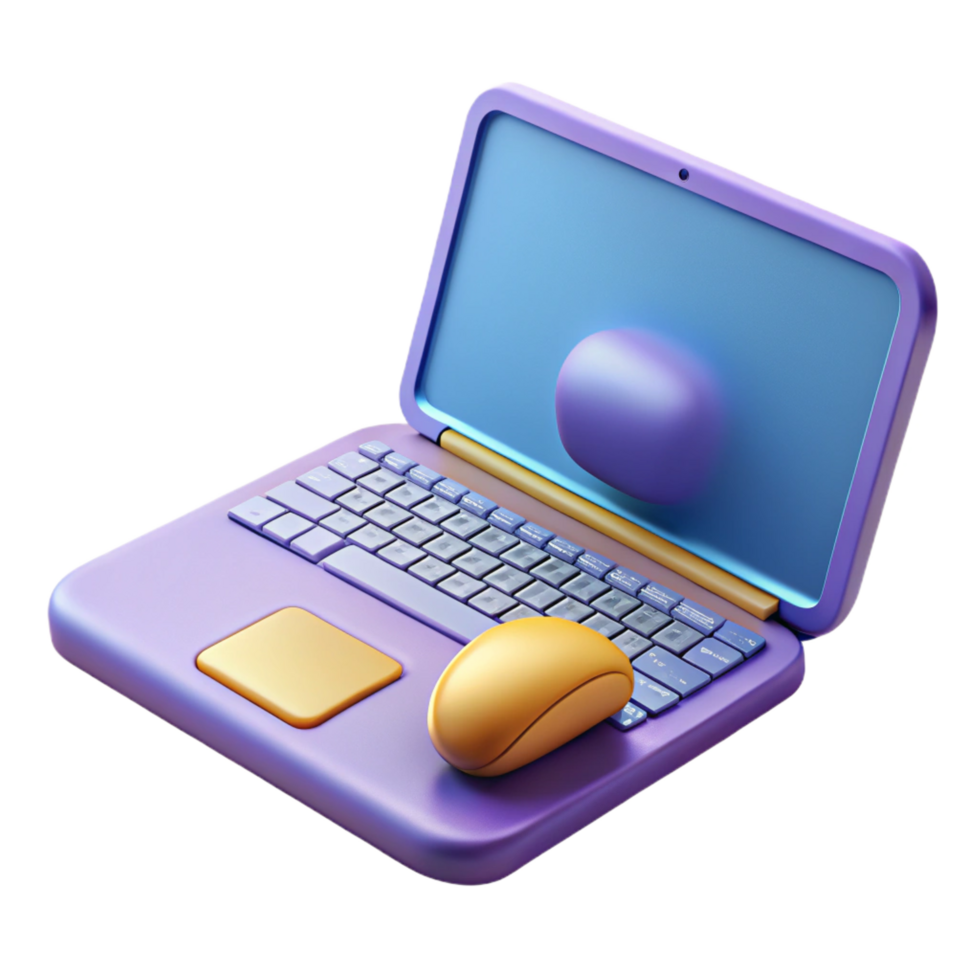 unparalleled tropical Laptop computer with external keyboard and mouse, with Transparent Background high quality png