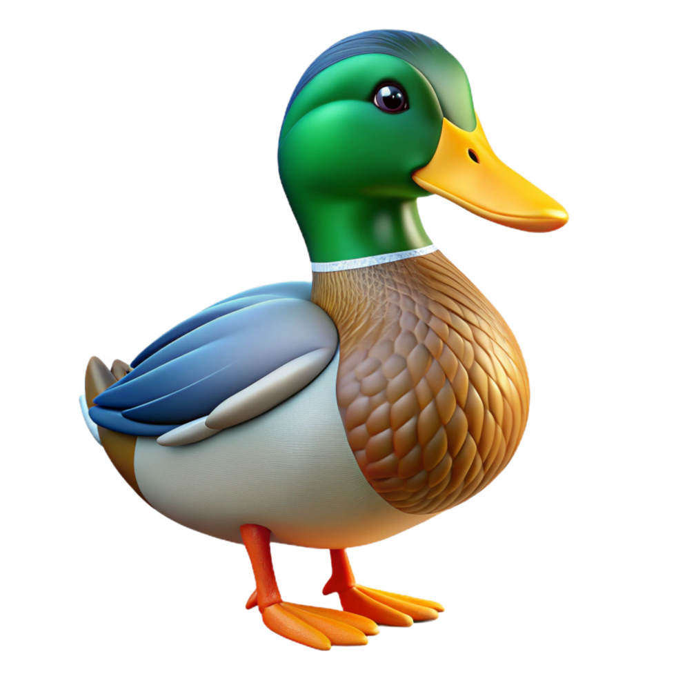 melancholic dramatic Duck, Mallard, male, colorful plumage with Transparent Background perfect clarity png