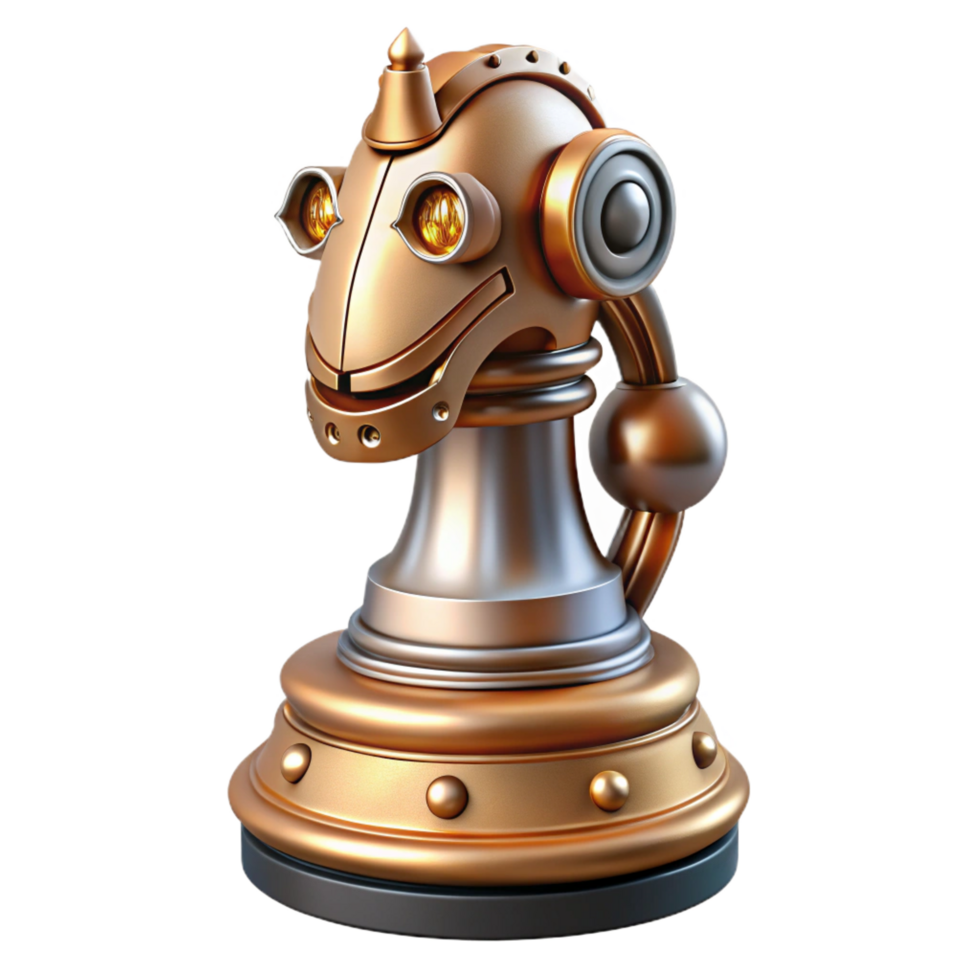 picturesque dreamy classic Steampunk chess piece knight with intricate robotic details with Transparent Background premium png