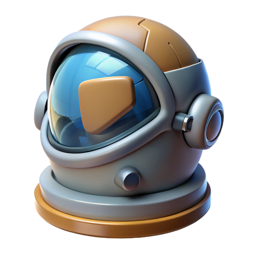 picturesque dynamic nordic Hyper-specific, professional render, isolated cutout of a single, futuristic, space explorer helmet with a cracked visor with Transparent Background ultra HD png