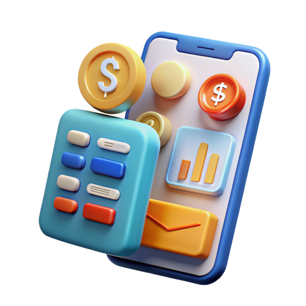 exceptional rustic Financial technology app interface with Transparent Background fine detail png