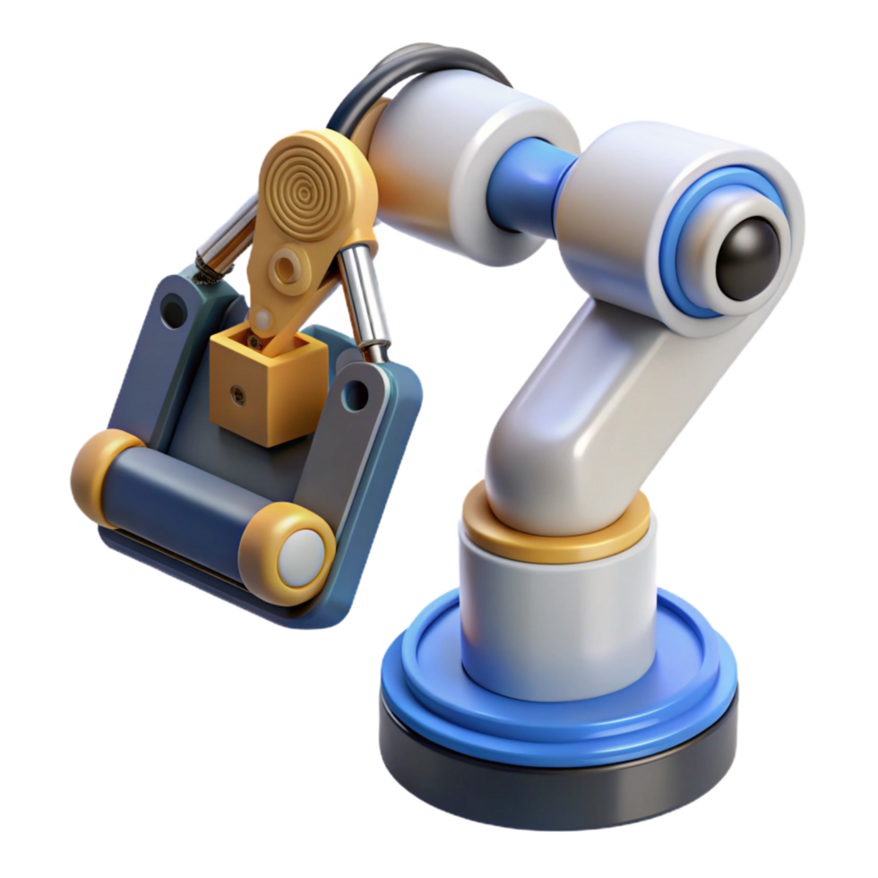 joyful dramatic A robotic arm holding a circuit board with Transparent Background museum quality png