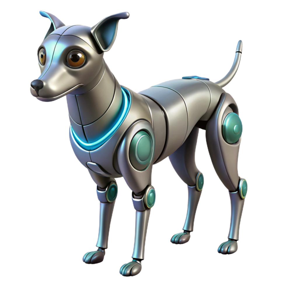 mysterious dramatic Isolated cutout of a single ultra-detailed concept art style robotic dog, futuristic design with Transparent Background masterfully captured png