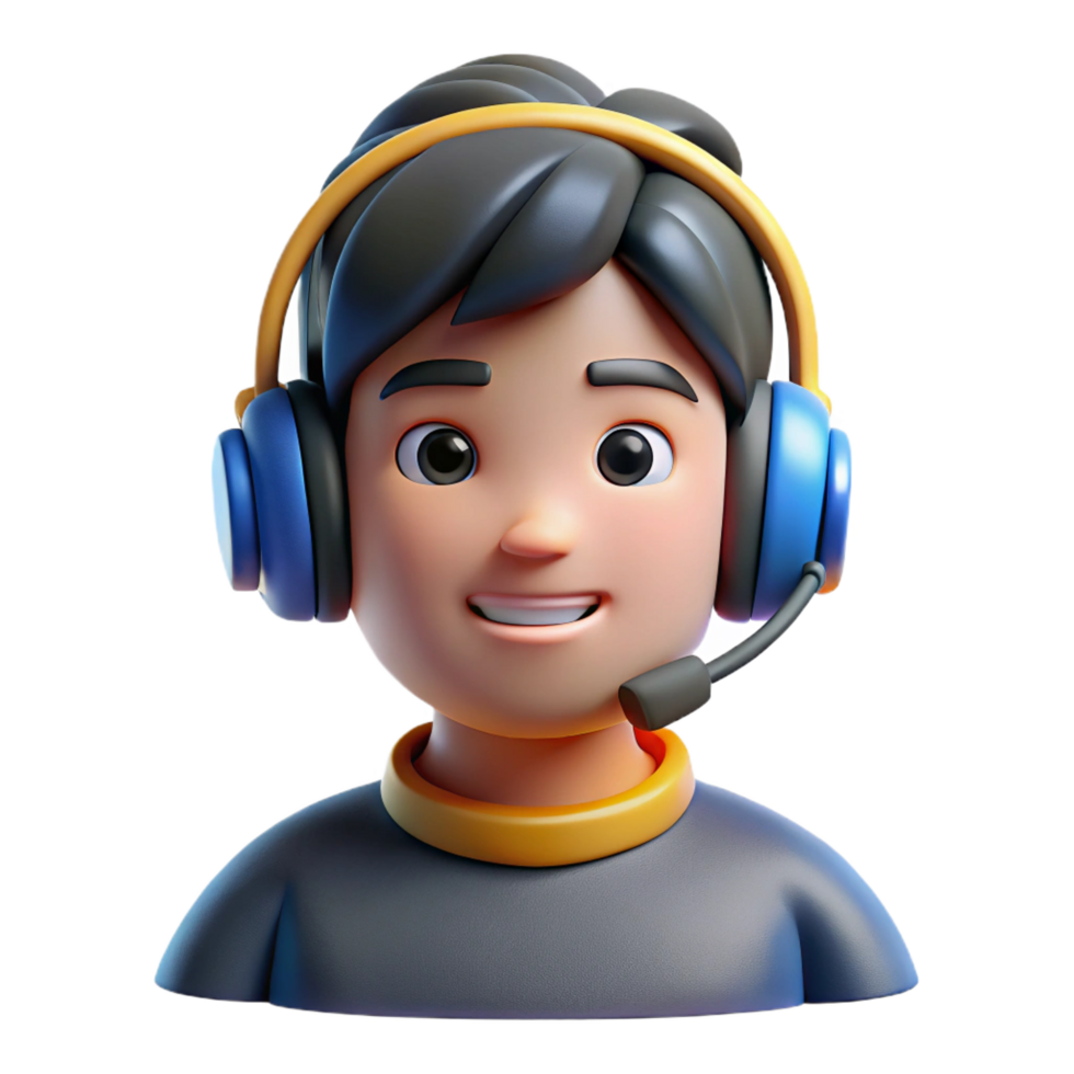dazzling tranquil organic Focused gamer, wearing headphones, with Transparent Background high resolution png