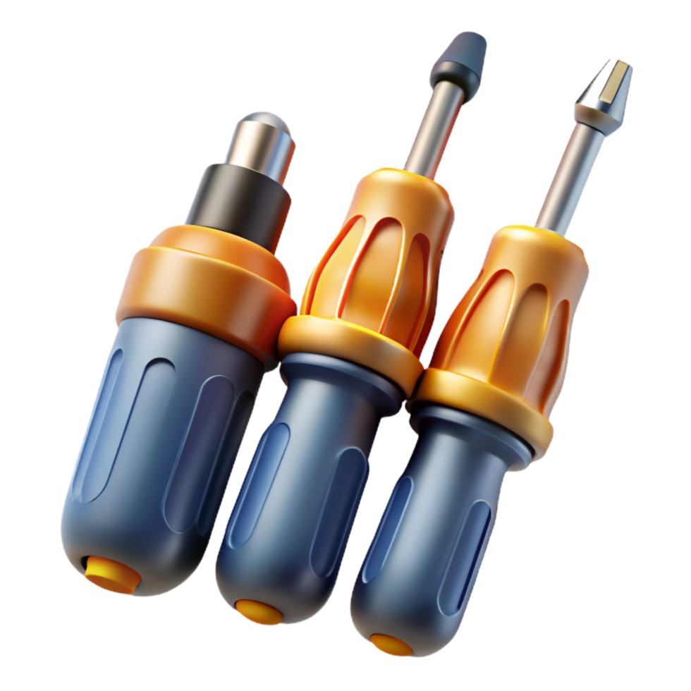 melancholic mesmerizing A set of screwdrivers, various sizes with Transparent Background high resolution png
