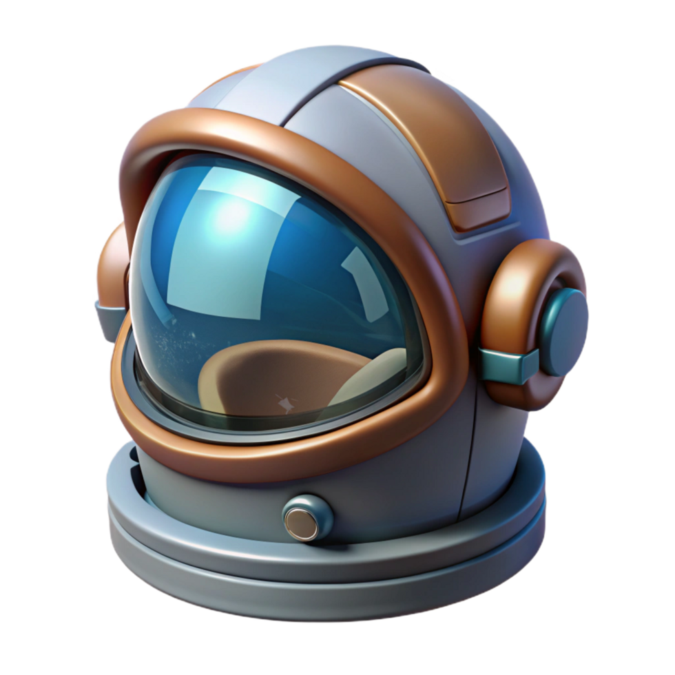 unforgettable surreal Hyper-specific, professional render, isolated cutout of a single, futuristic, space explorer helmet with a cracked visor with Transparent Background professional png