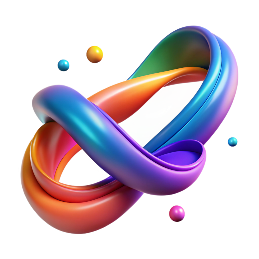 beautiful contemporary Concept art style, isolated cutout of a single, abstract, flowing ribbon of vibrant, multi-colored particles, hyper-specific with Transparent Background crisp png