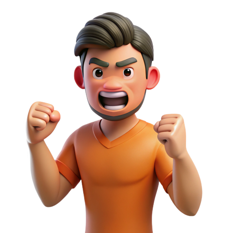 pristine artistic Angry man clenching his fist with Transparent Background expertly shot png