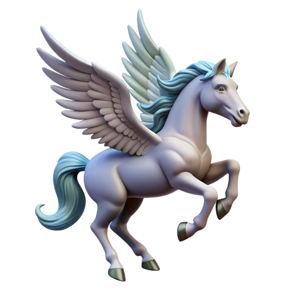 timeless futuristic Pegasus, winged horse, soaring pose, with Transparent Background masterfully captured png
