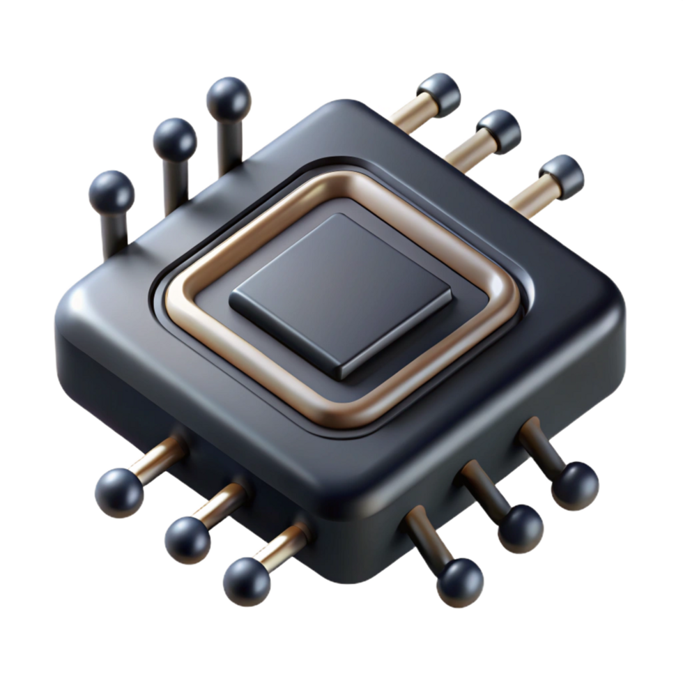 enchanting tranquil elegant Concept art style, isolated cutout of a sleek, black, data chip with glowing circuitry, hyper-specific details with Transparent Background gallery standard png