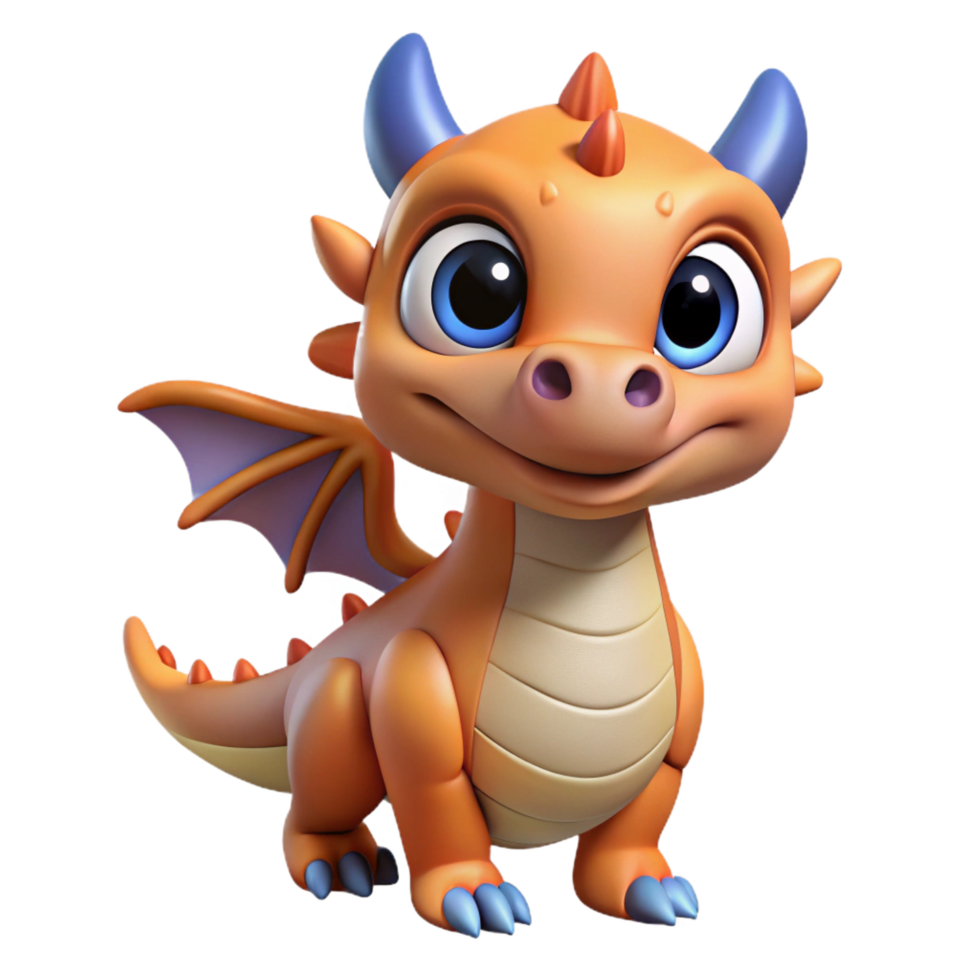elegant renaissance A cute, cartoon dragon, large eyes, friendly expression with Transparent Background refined png