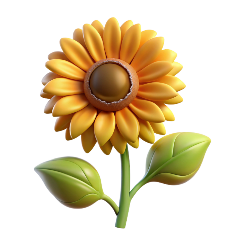 glorious avant-garde Photorealistic, hyper-specific render of a single, wilting sunflower with drooping petals Isolated cutout with Transparent Background original png
