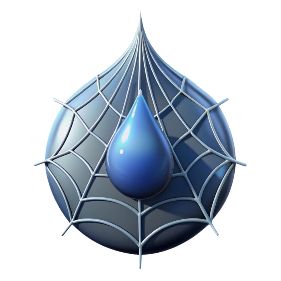 mysterious glorious Close-up of a dewdrop on a spider web with Transparent Background Dewdrop and web considered a single entity detailed png