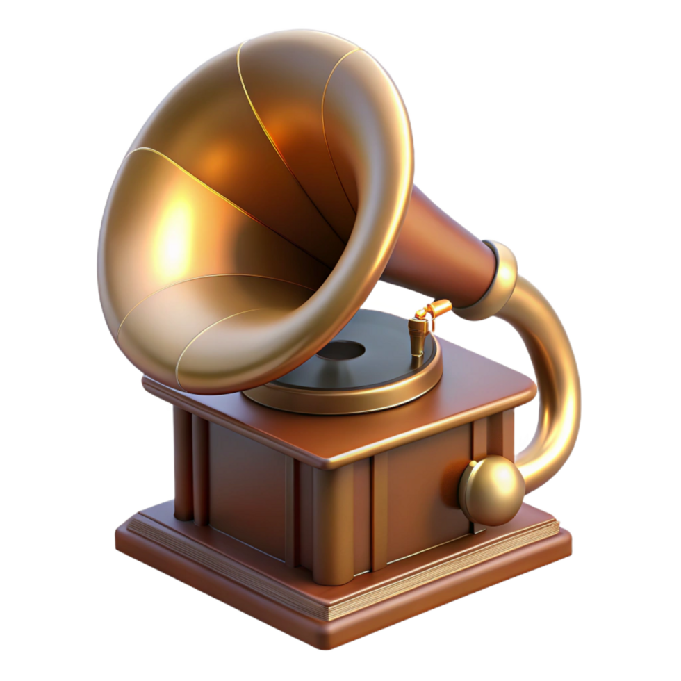 dazzling bold industrial Hyper-specific, professional render of a vintage phonograph cylinder with Transparent Background high quality png