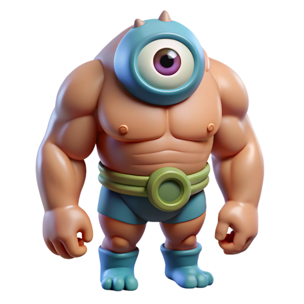 passionate gorgeous Cyclops, single-eyed giant, fierce expression, with Transparent Background expertly shot png