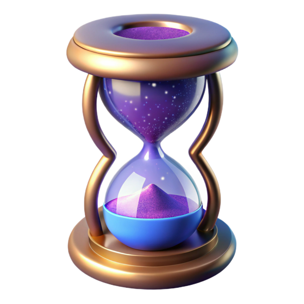 splendid unparalleled Concept art style, hyper-specific, professional render of a single, ornate, cosmic hourglass filled with stardust Isolated cutout with Transparent Background png