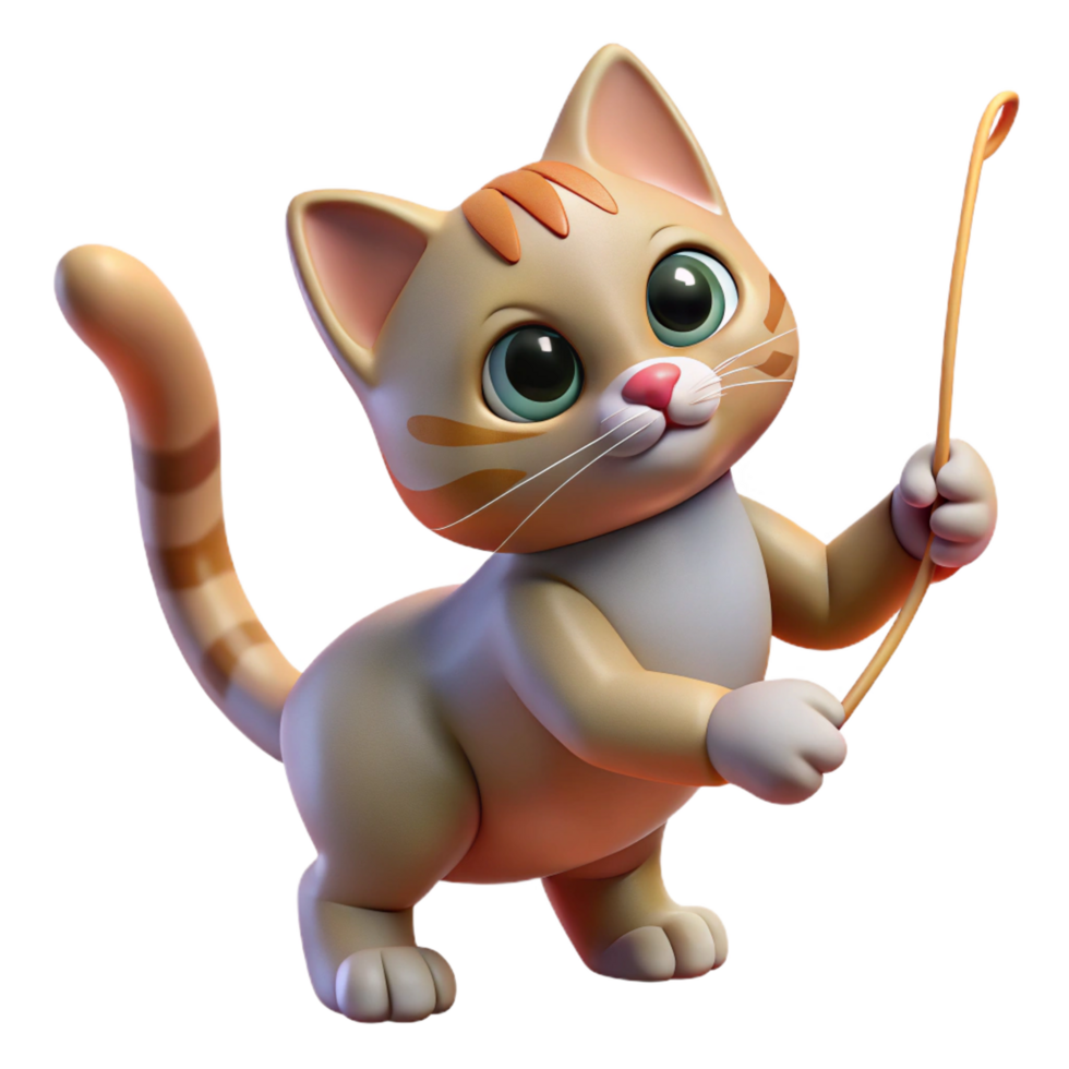 pristine renaissance A playful kitten, batting at a string, with Transparent Background professional png