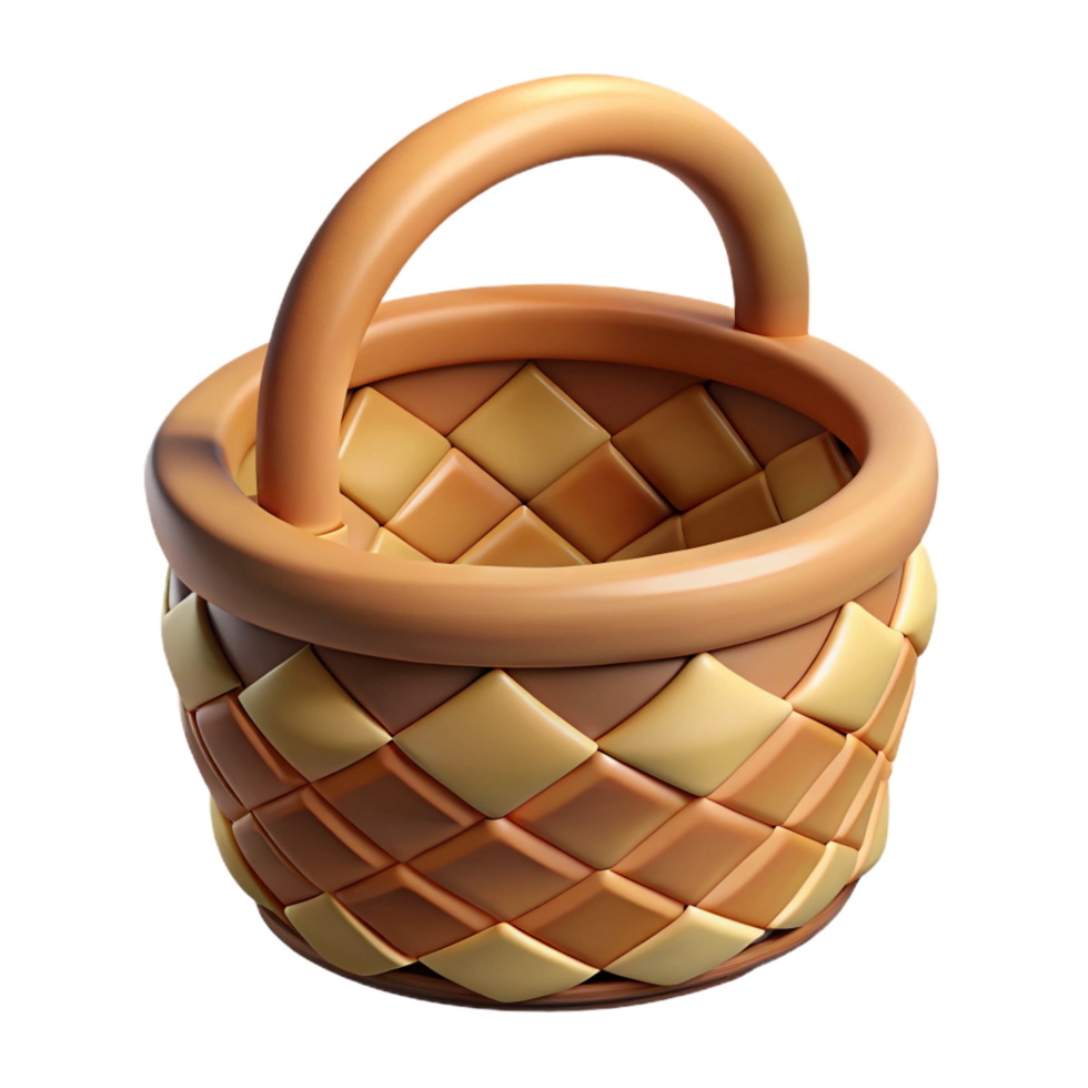nostalgic mesmerizing Concept art style, isolated cutout of a single hand-woven tribal basket with a geometric pattern with Transparent Background museum quality png