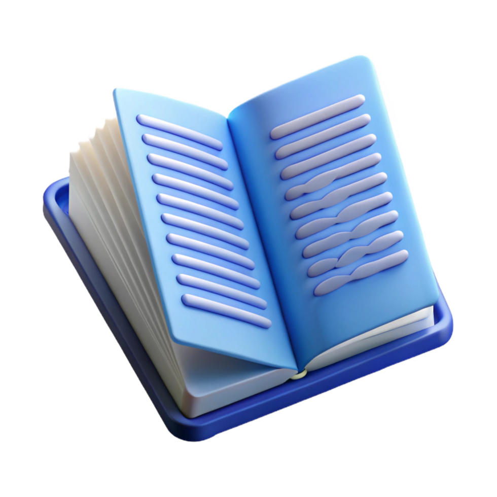hypnotic reflective retro Photorealistic render of a single open hardcover book displaying lines of code, isolated cutout with Transparent Background studio quality png
