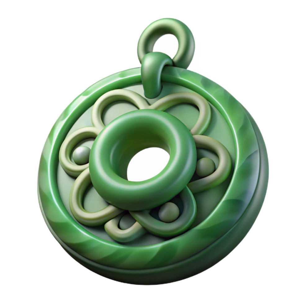 tranquil elegant Photorealistic ultra-detailed isolated cutout of a tribal necklace pendant made of carved jade with Transparent Background original png