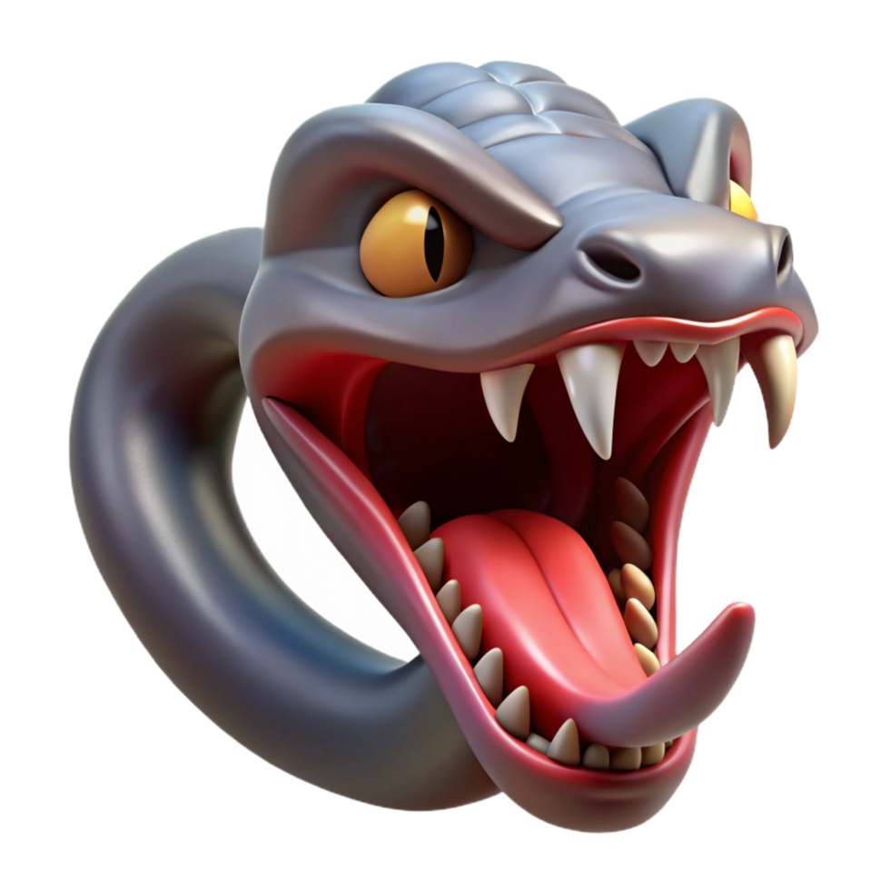 dramatic ethereal elegant Photorealistic, isolated cutout Hyper-specific professional render of a single Hydra head, hissing, venomous fangs exposed with Transparent Background expertly shot png