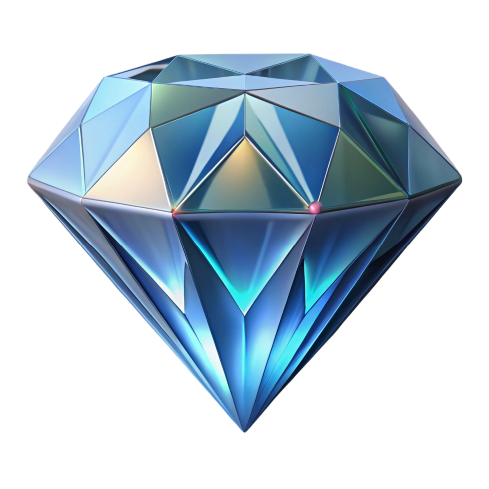 beautiful iconic Photorealistic, ultra-detailed isolated cutout of a single, levitating, faceted diamond with internal refractive light patterns with Transparent Background png