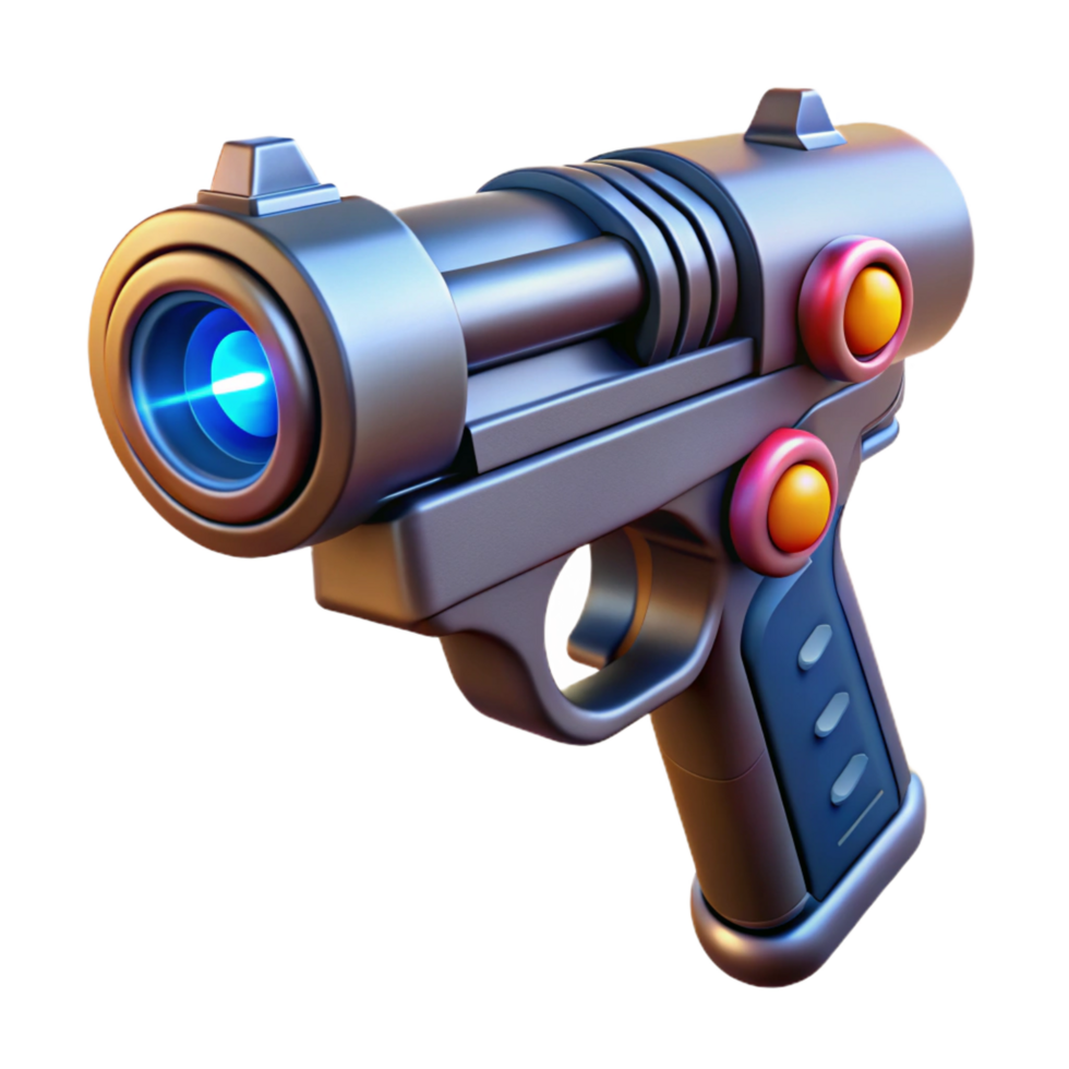 hypnotic whimsical impressionist Laser pistol with targeting scope with Transparent Background 8K png