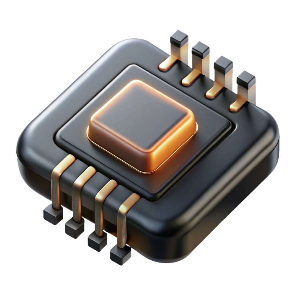 rare rustic Concept art style, isolated cutout of a sleek, black, data chip with glowing circuitry, hyper-specific details with Transparent Background studio quality png