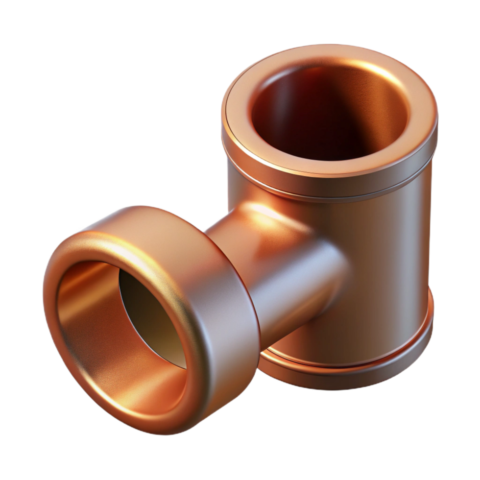 elegant exemplary Ultra-detailed, photorealistic, isolated cutout of a single, weathered, copper pipe section Hyper-specific texture and color with Transparent Background png