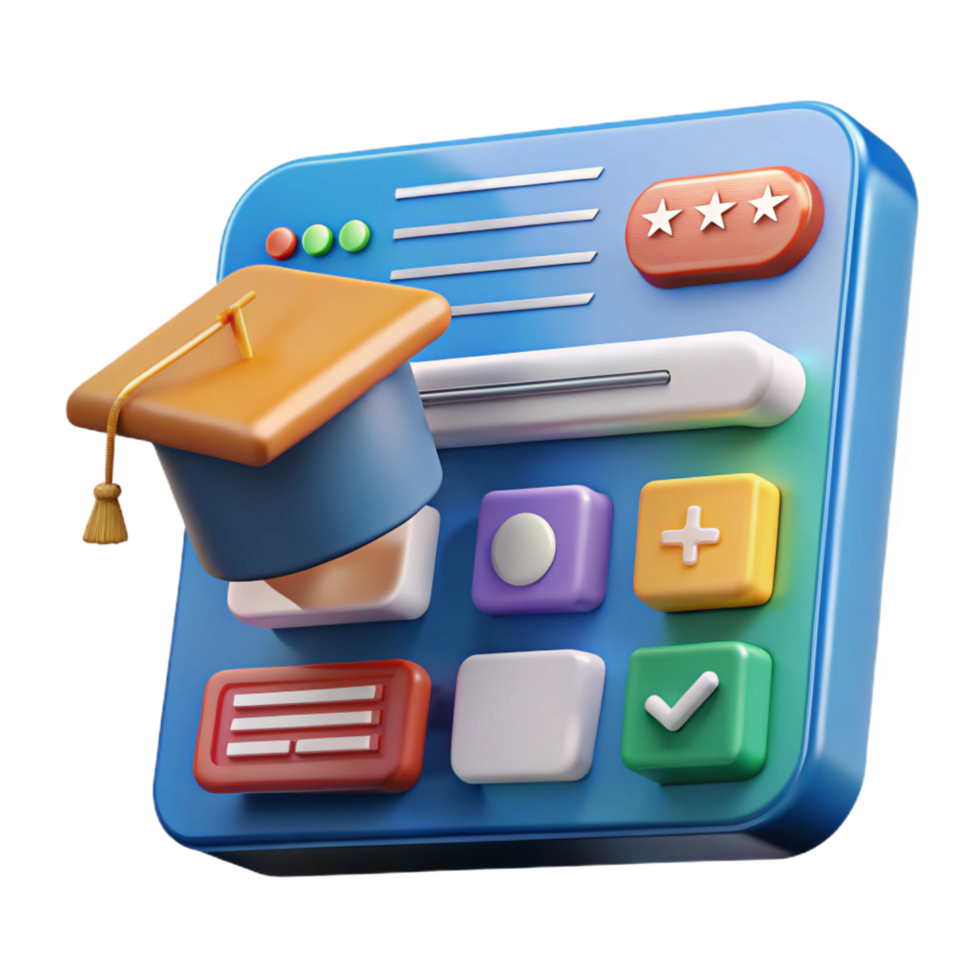 wonderful rustic Online education platform interface with Transparent Background masterfully captured png