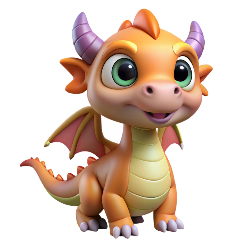 radiant exemplary A cute, cartoon dragon, large eyes, friendly expression with Transparent Background png