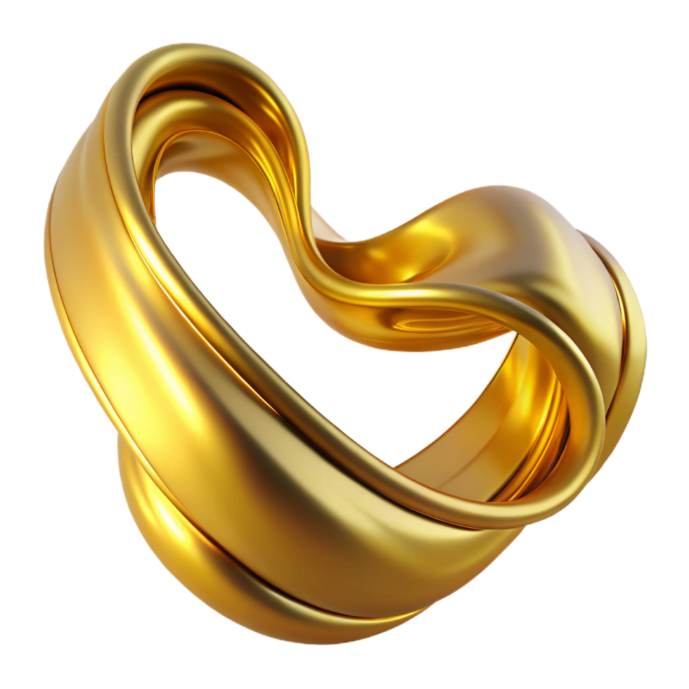 playful hypnotic A flowing ribbon of liquid gold, twisting and turning with Transparent Background professional png