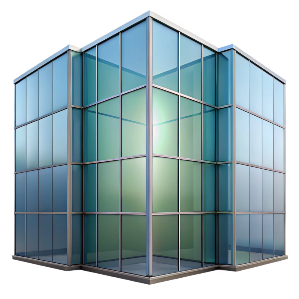 captivating whimsical industrial Glass curtain wall, modular panels, with Transparent Background flawless png
