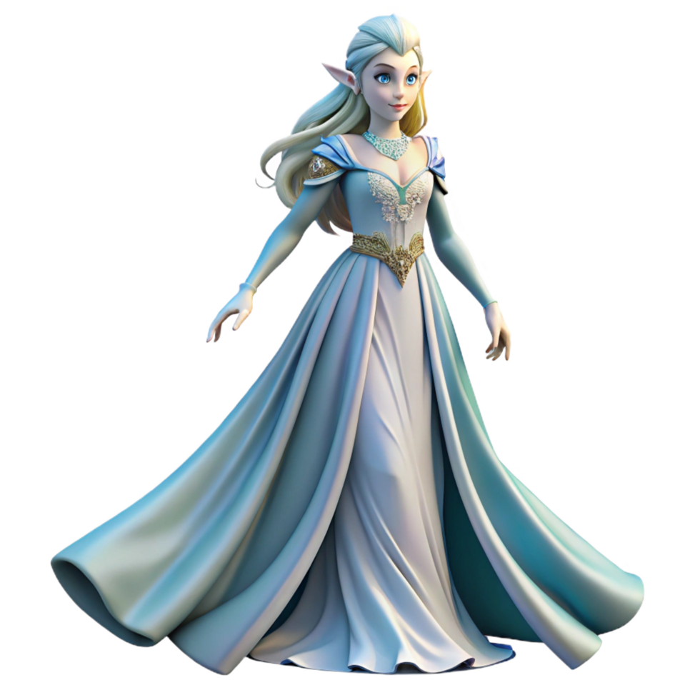 hypnotic distinctive A beautiful elven princess, wearing a flowing gown with Transparent Background png