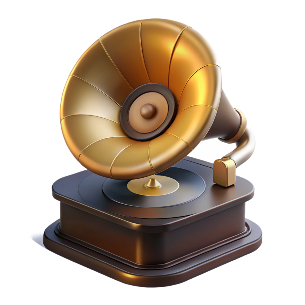 beautiful mid-century Ultra-detailed, professional render of a vintage phonograph record with a label with Transparent Background flawless png