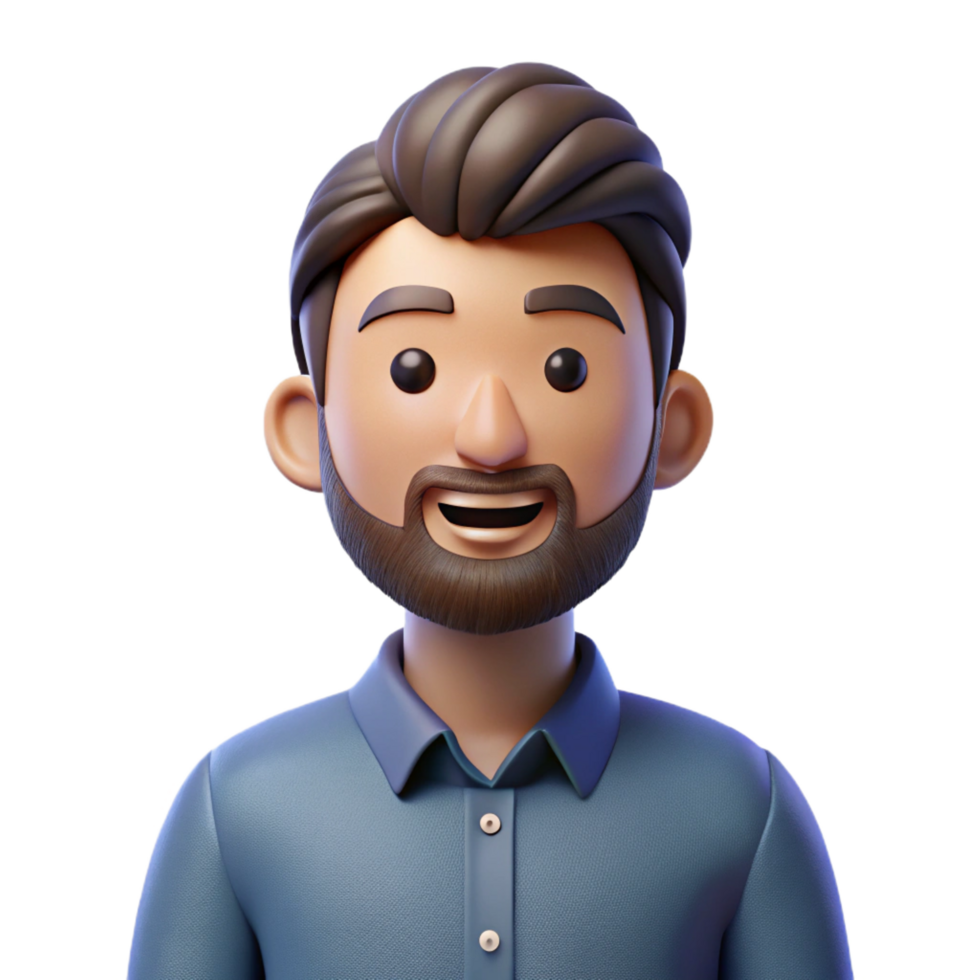 beautiful notable Man with a beard wearing a casual shirt, with Transparent Background png