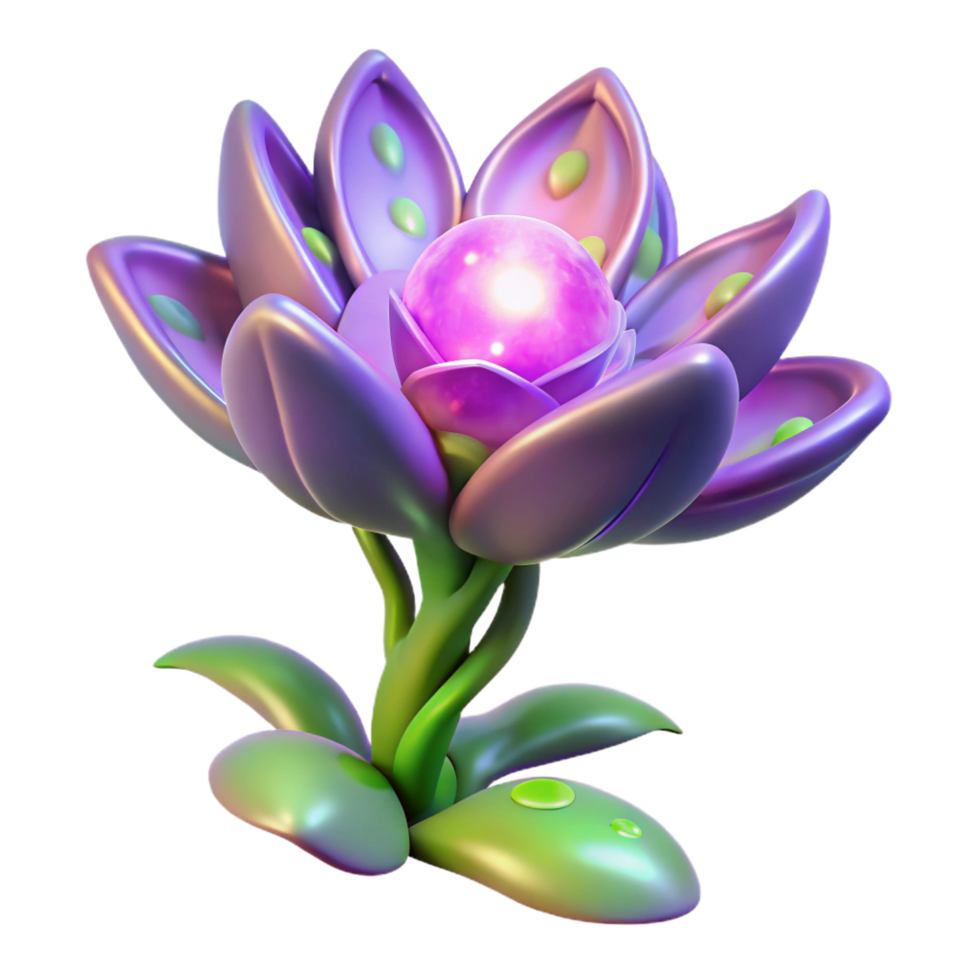 glorious renaissance Alien plant, glowing petals, unusual shape with Transparent Background luxury png