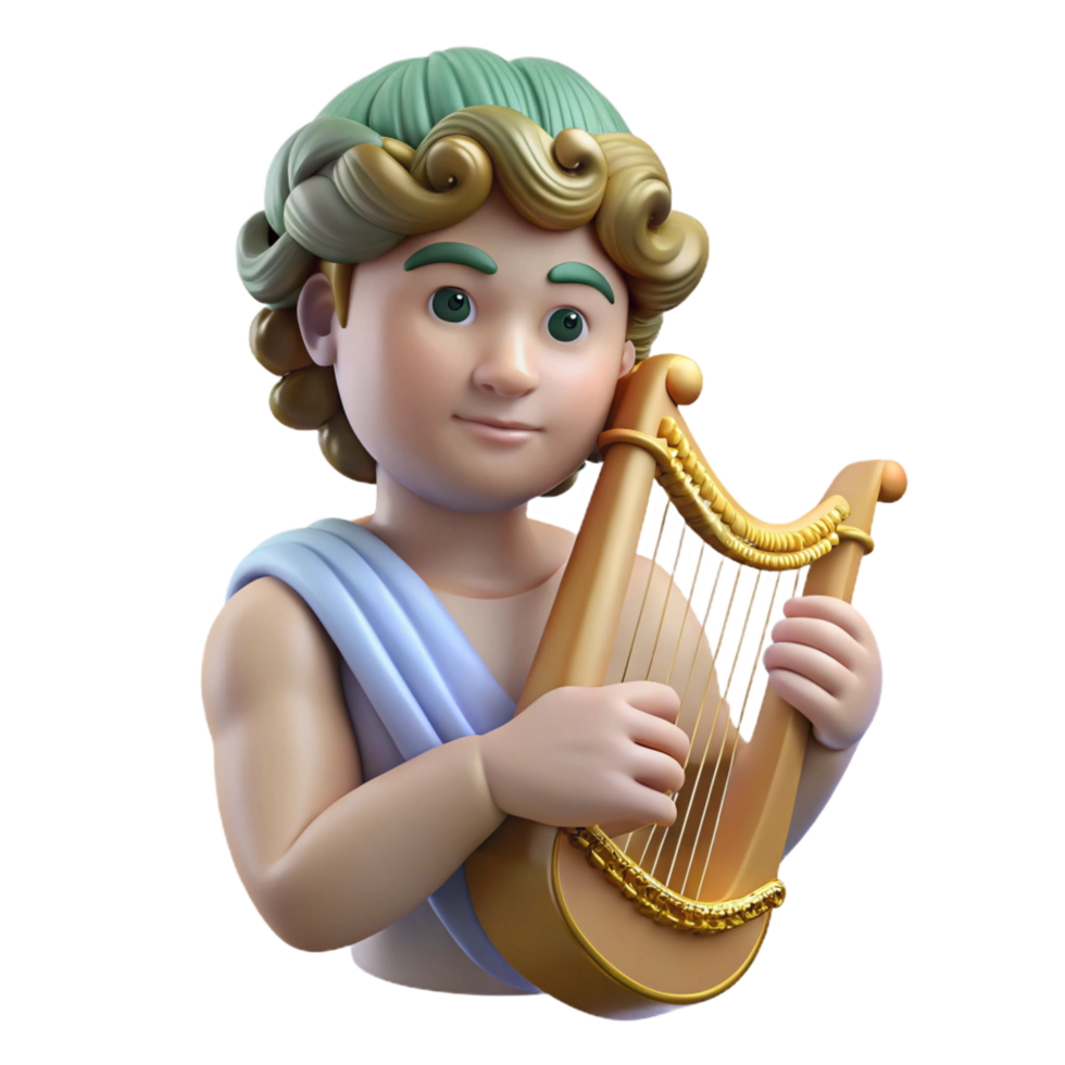 calm captivating Apollo, god of music and poetry, playing a lyre with Transparent Background masterfully captured png
