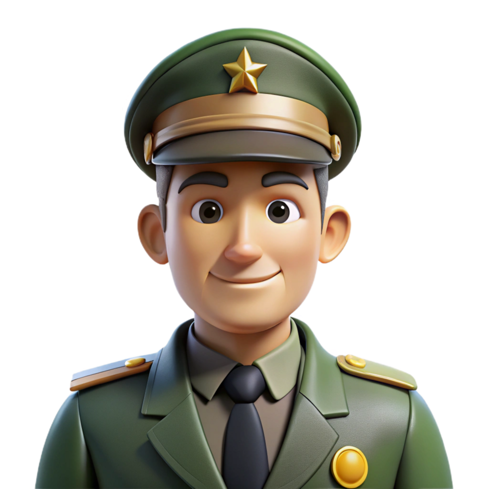 wonderful dreamy bohemian Military personnel in uniform, military portrait, with Transparent Background artisan png