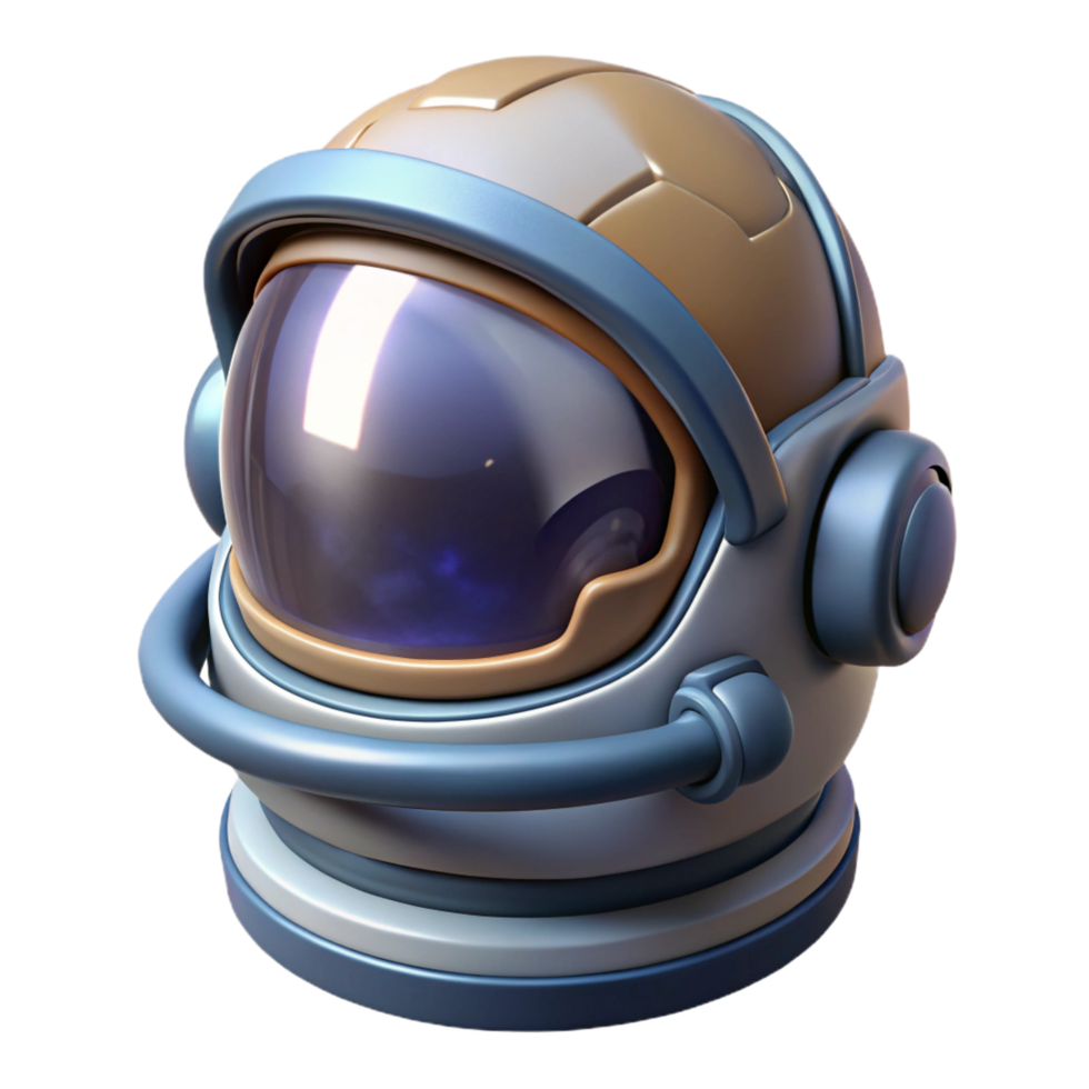 immaculate quintessential Photorealistic, ultra-detailed, professional render, isolated cutout of a single, floating astronaut helmet with a cracked visor, hyper-specific with Transparent Background png