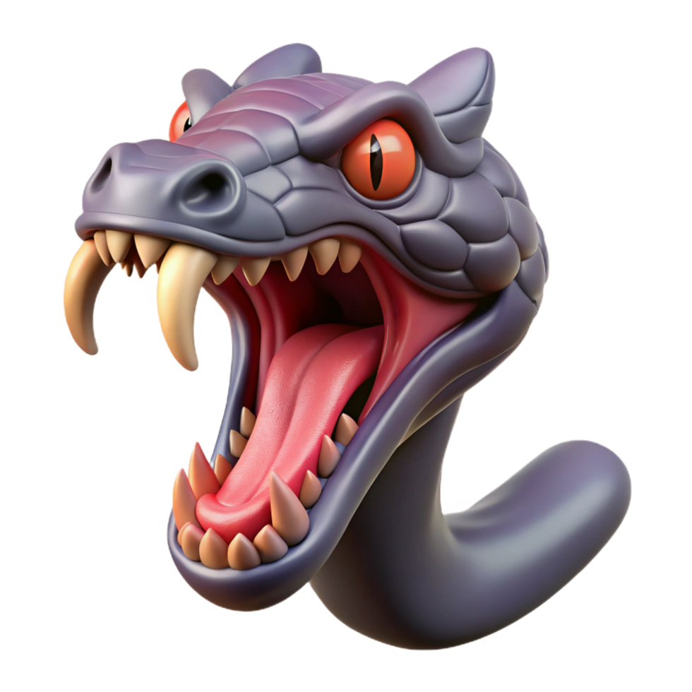 beautiful standout Photorealistic, ultra-detailed, isolated cutout of a single Hydra head, hissing with Transparent Background png