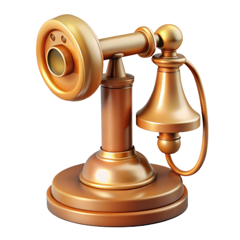 dazzling calm organic Photorealistic, professional render, isolated cutout of a vintage candlestick telephone with Transparent Background artisan png
