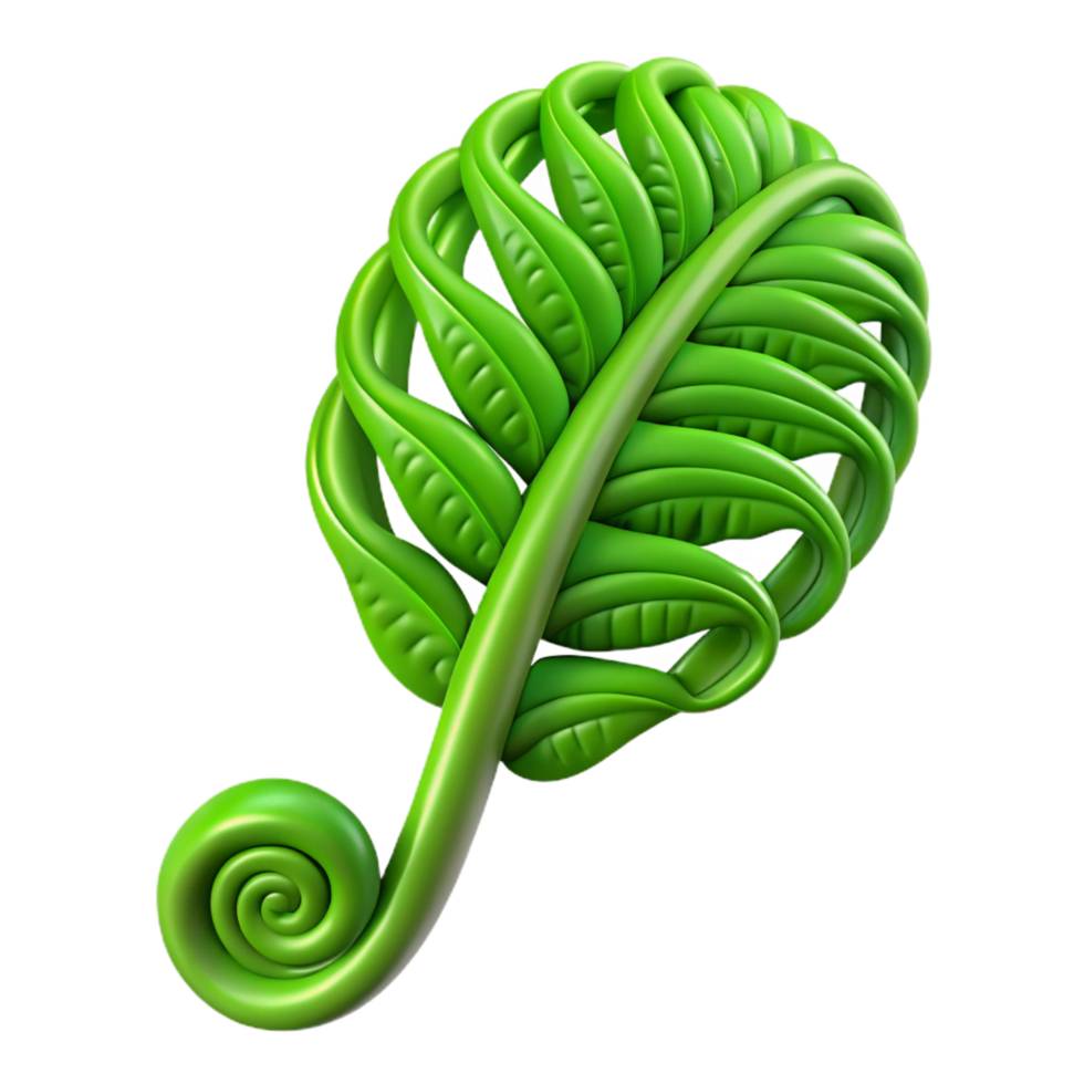 extraordinary memorable Green fern frond unfurling with Transparent Background png
