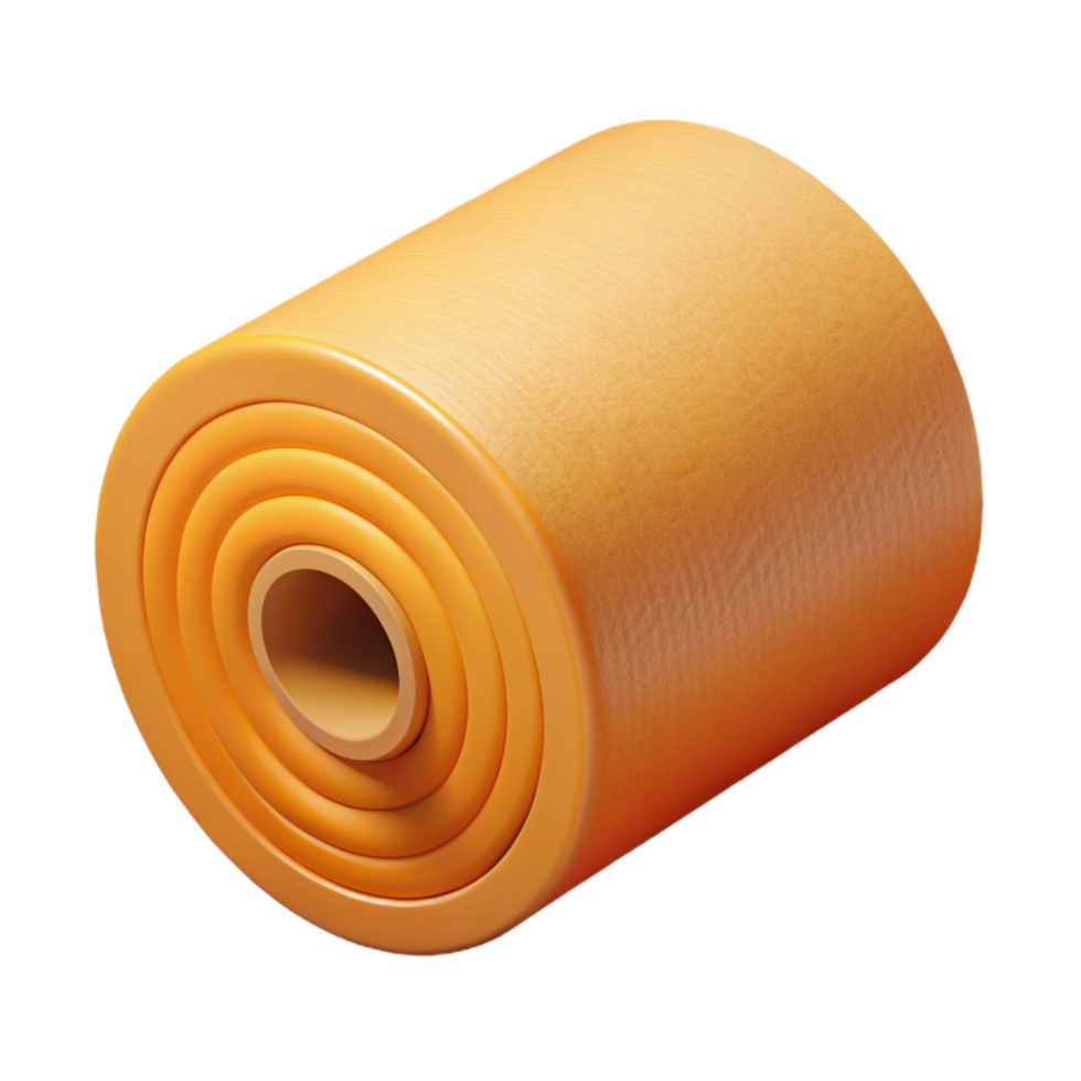 enchanting distinguished Photorealistic, ultra-detailed, isolated cutout of a single, roll of insulation, fiberglass with Transparent Background png