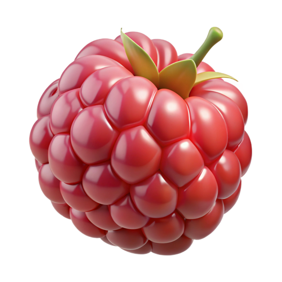 wonderful quintessential Photorealistic, professional render, hyper-specific isolated cutout of a single, ripe raspberry with delicate texture and visible drupelets with Transparent Background png