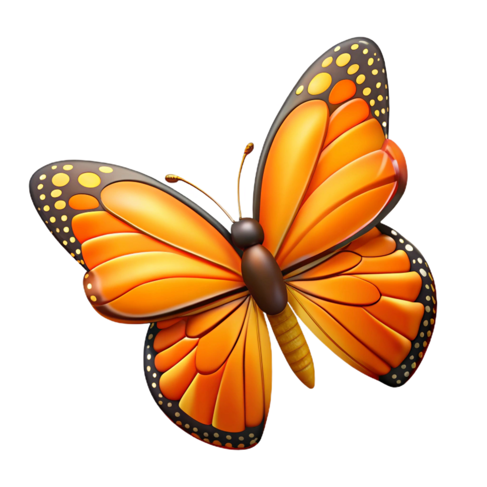 splendid distinctive Orange Monarch butterfly wings spread with Transparent Background png