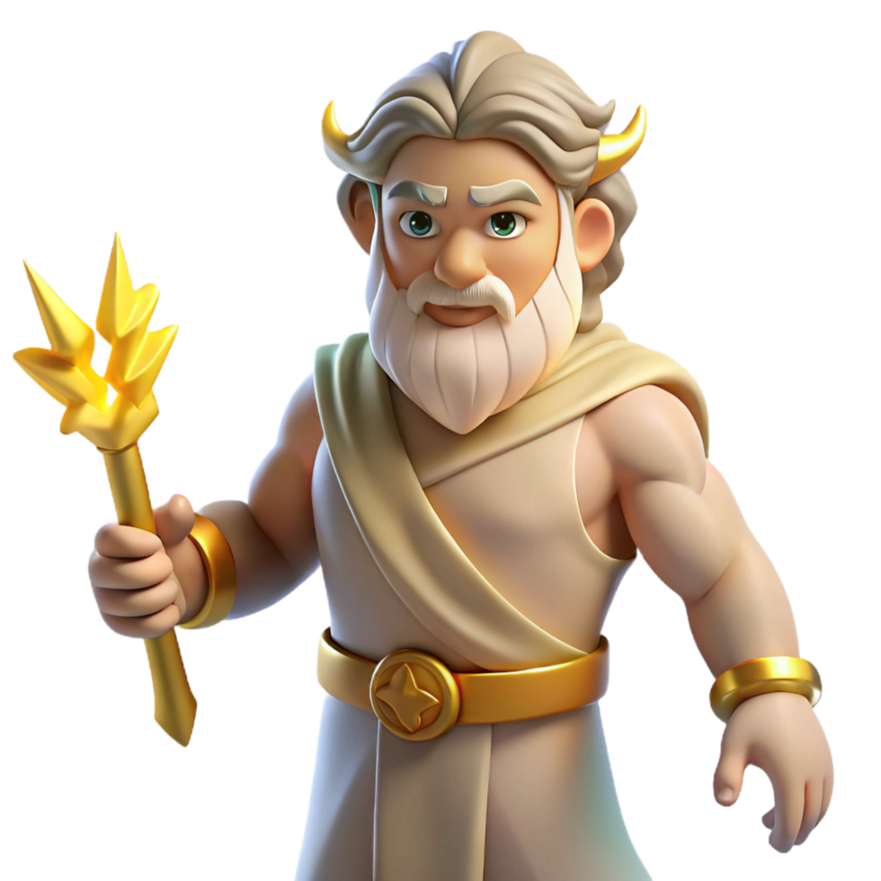 harmonious spectacular Zeus, king of the gods, holding a lightning bolt with Transparent Background ultra HD png