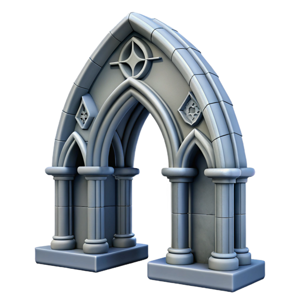 beautiful creative Gothic arch, intricate stone carving, with Transparent Background artisan png