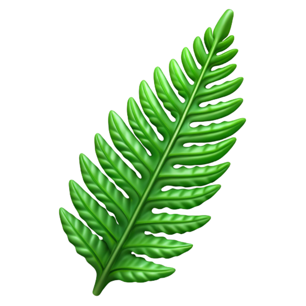 exceptional avant-garde Isolated cutout of a concept art style hyper-specific fern frond, delicate, intricate details, green, with Transparent Background impeccable png