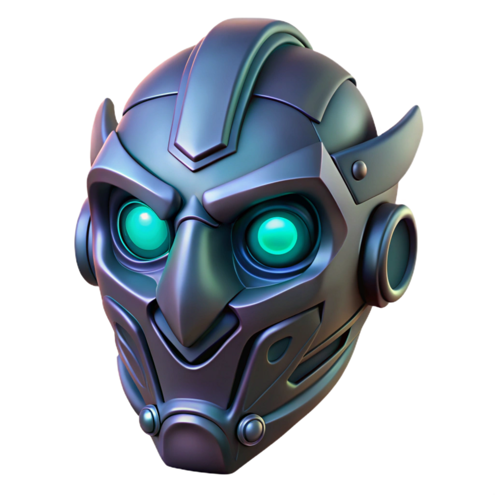 dreamy dramatic Cyberpunk mask, glowing eyes, intricate design with Transparent Background sharp png